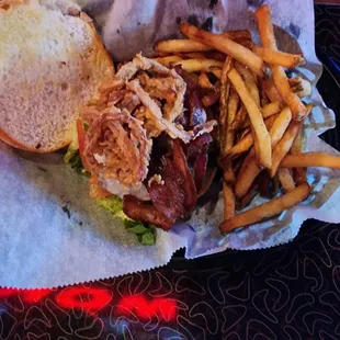 Burger and fries, very good