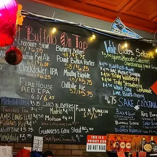 menus on a blackboard