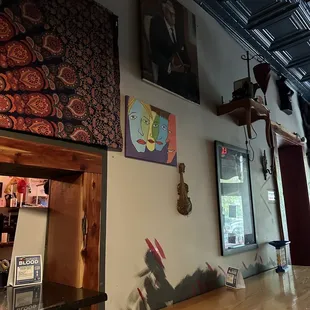 a bar with a wooden table