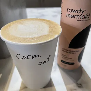 caramel oat latte, rowdy kombucha