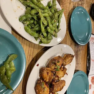 Deep Fried Chicken Wings and Garlic Soybean