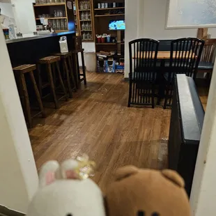 The bar is in another room