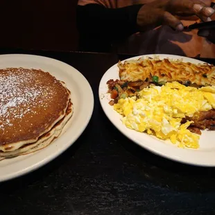 Pancakes and corn beef hash
