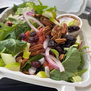 Red Canyon Cafe House Salad (apples, red onion, tomatoes, craisins, pecans w/balsamic vinaigrette!) Refreshing and delicious!