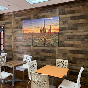 More new wall art in the cafe. Arizona sunrise!