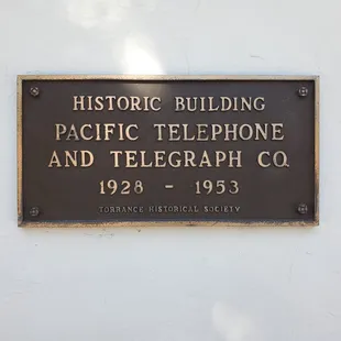 Placard near the entrance