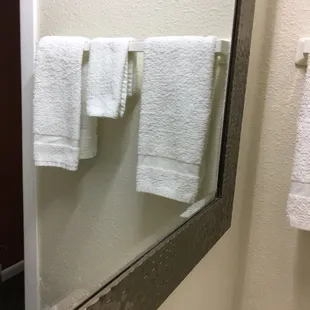 Newly remodeled bathrooms with stylish new mirrors!