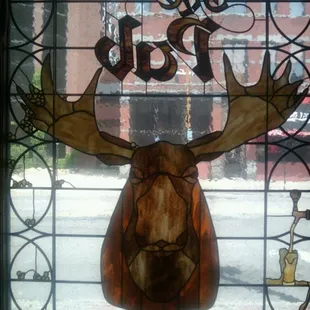 The Pub Moose in stained  glass
