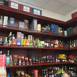 shelves of liquor