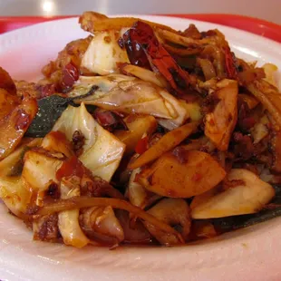 Hot And Numbing Wok Fried With Shrimp.  Yes It's Blazing Hot And Yes It Is Numbing.