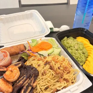 BBQ Short Ribs Combo and Green Tea Sweet Sticky Rice with Mango