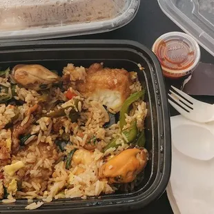 put my shrimp fried rice over my Basil seafood