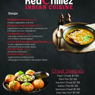 menu, soups and chowder