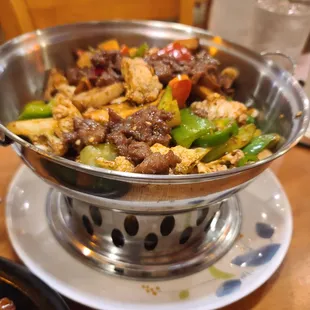 Beef and cauliflower dry pot