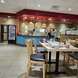 a restaurant with tables and chairs