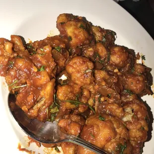 Gobi manjoorian battered cauliflower with cilantro