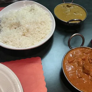 Lamb kurma and butter chicken