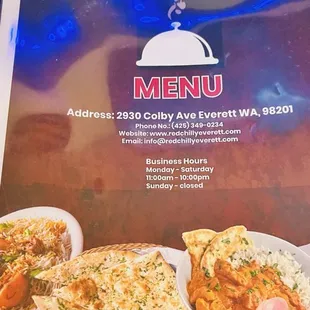 a menu for a restaurant