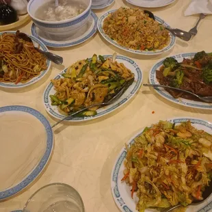 a table full of asian food