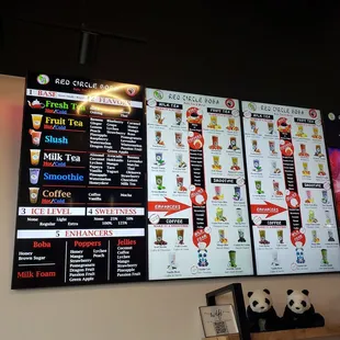 menus on the wall