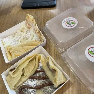 Cream cheese crepes and Nutella crepes