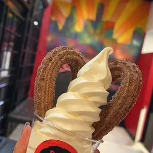 Vanilla soft serve with churros