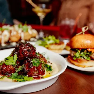 two plates of food on a table