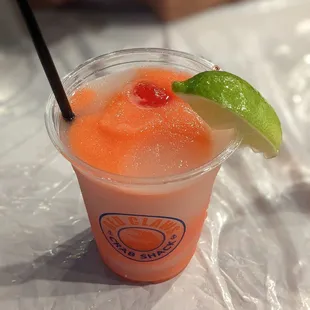 a drink in a plastic cup