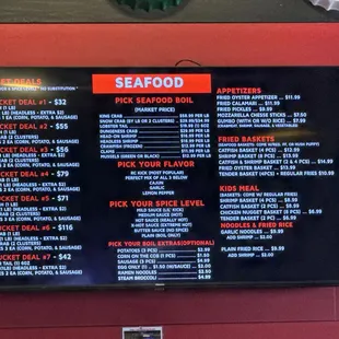 SEAFOOD MENU