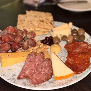 Meat and cheese charcuterie plate