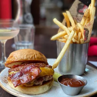 60/40 burger, fries