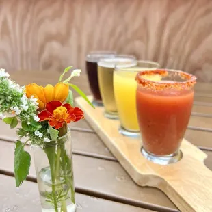 Brunch Flight- Bloody Mary, Mimosa, Lager, Coffee