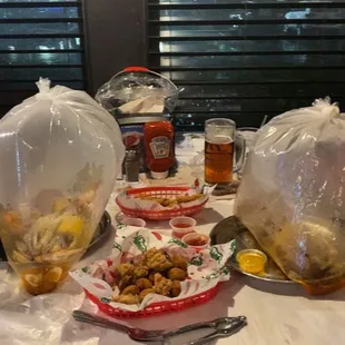 a table full of food