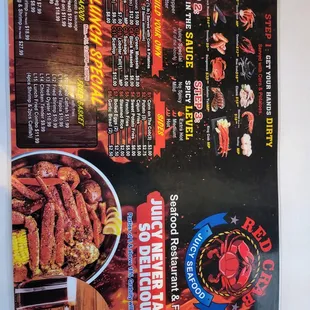 the menu of the restaurant