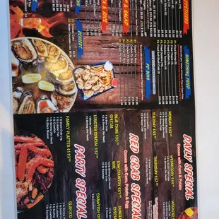 the menu for the restaurant