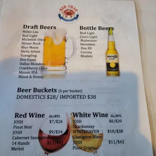 a beer and a glass of wine