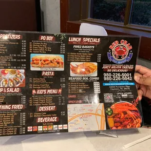 Red crab menu