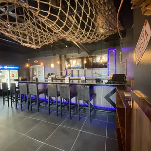the bar and dining area