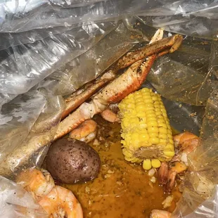 1/2 lb crab , 1/2 shrimp juicy special mild