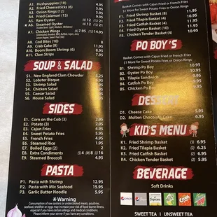 menu