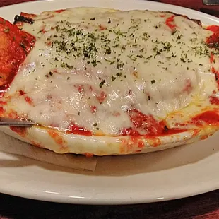 Lasagna with meatballs.