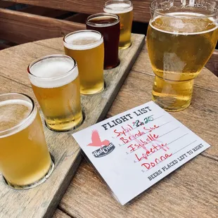 Beer flights on the patio