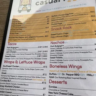menu