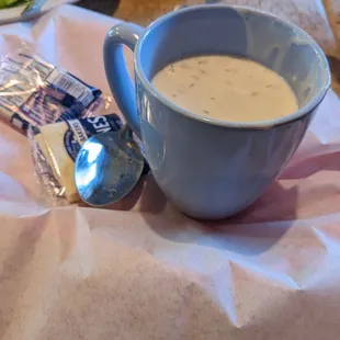 Cup of clam chowder