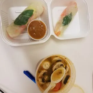 Tom yum &amp; fresh shrimp rolls!