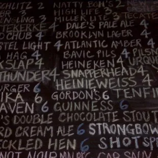 That Board With All the Drink Prices