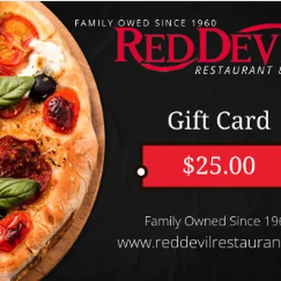 Gift Cards Available at Red Devil Italian Restaurant &amp; Pizzerias