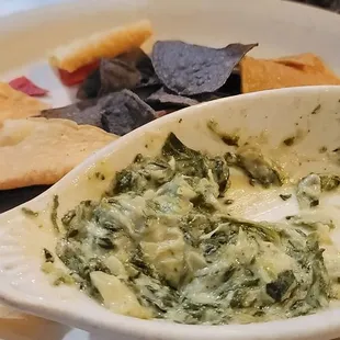 Spinach artichoke dip after being partially devoured