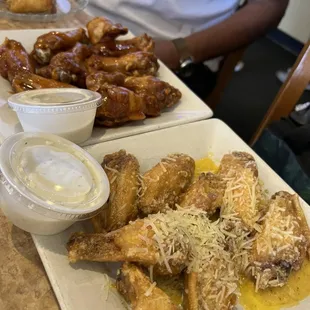 Honey BBQ and Garlic Parmesan wings