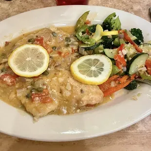 Chicken Piccata with mixed veggies as my side